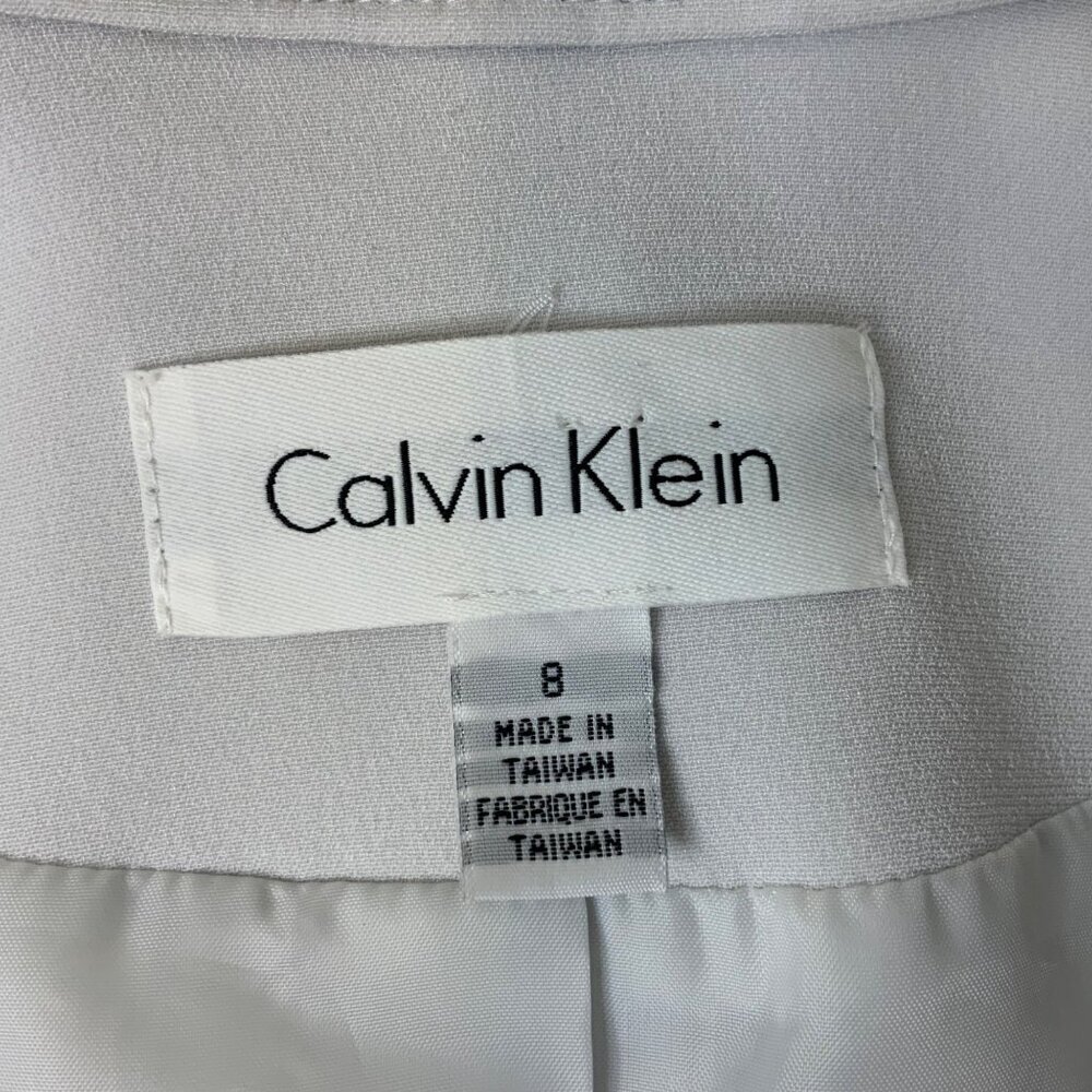 Calvin Klein Cream white Cropped Suit Jacket zipper down front women’s size 8 - Picture 9 of 11